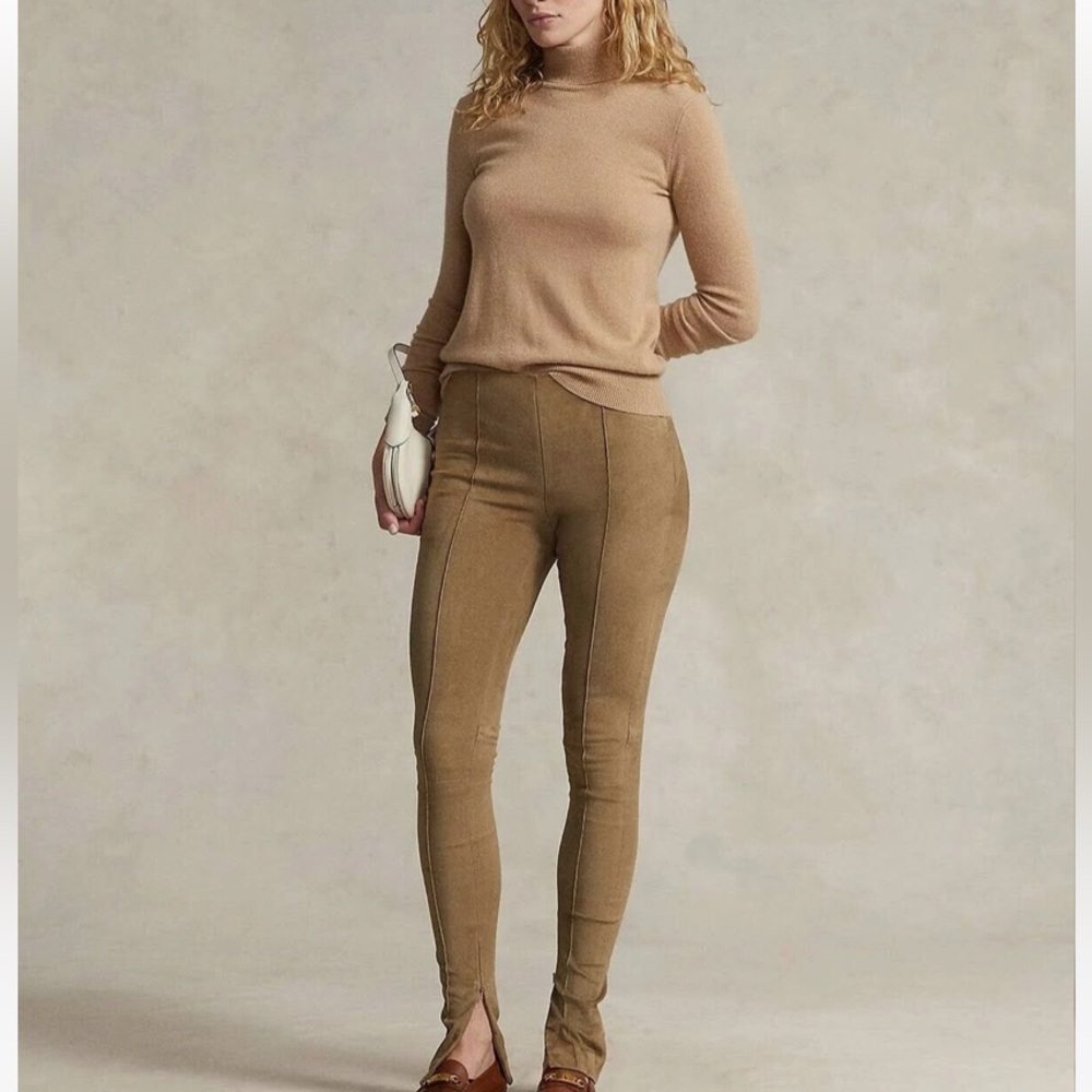 Ralph Lauren Black Label Lamb Suede Leather Skinny Pants Woman’s Size 2